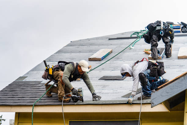 Professional Gutter Installation technician working in Markleville, IN